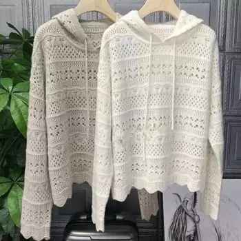 Легкая Роскошная модная кашемировая трикотажная Женская одежда с капюшоном осень-зима Западная Корейская свободная толстовка с капюшоном шерстяная Базовая Толстовка