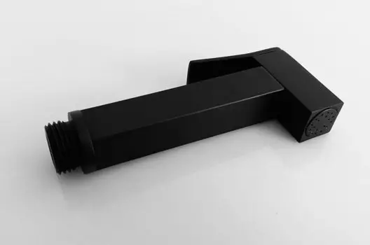 Лейка для унитаза и биде BD777, с угловым клапаном, квадратный распылитель промывки, черный латунный распылитель