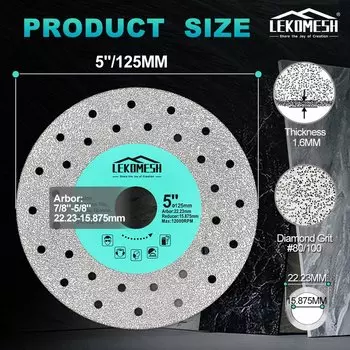LEKOMESH Диаметр 75/115/125 мм Ультратонкий шлифовальный отрезной диск 1 шт. Полотно для камня Мраморная фарфоровая плитка Стеклянная пластина для резки с несколькими отверстиями