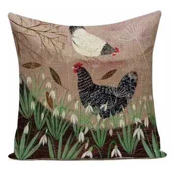 Лен/хлопок чехлы для подушек LSQDVQ 45x45 см с рисунком лесных животных и морских пейзажей