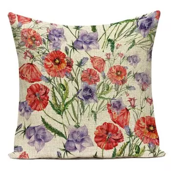 Лен/хлопок чехлы для подушек LSQDVQ с растительным принтом 45x45 см