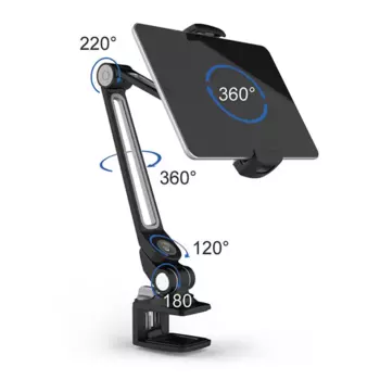 Ленивая алюминиевая регулируемая длинная подставка с защелкивающимся зажимом прикроватная настольная универсальная подставка для телефона планшета Подставка для планшета