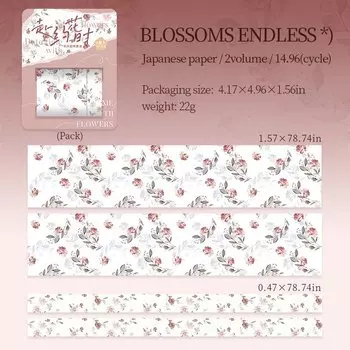 Лента для журналов Journal GO цветочная 4x200 см/1,2x200 см