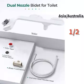 Умное неэлектрическое биде, самоочищающаяся крышка унитаза, двойная насадка, ультратонкое крепление на сиденье унитаза