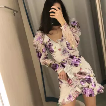 Летнее кружевное асимметричное платье с открытой спиной и рукавами «Принцесса»