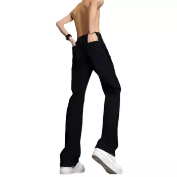 Летние узкие прямые черные джинсы для мужчин и женщин