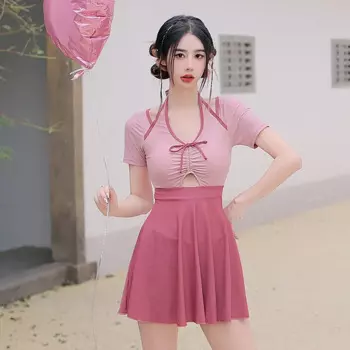 Летний комплект из 2 предметов, женский сексуальный купальник в пляжном стиле с розовыми подтяжками, рубашка, шорты, юбка, костюм, женский купальник, Прямая поставка