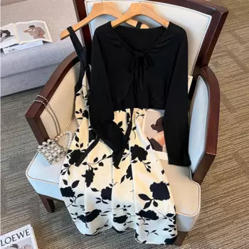 Летний комплект из двух предметов для женщин, солнцезащитные кофты и черные, белые чернила, Женский костюм большого размера