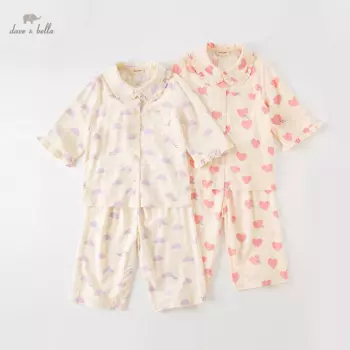 Летний костюм для девочек от Dave Bella, детское нижнее белье с длинными рукавами, новинка, пижама для детей среднего и старшего возраста, Детская Пижама DK2235333