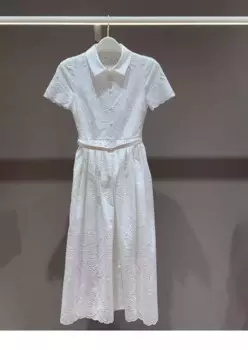 Летний праздничный сарафан с вышивкой, белая хлопковая классическая рубашка, женская короткая однобортная рубашка миди с жемчугом и пуговицами, длинные платья