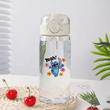 Летняя чашка Disney Stitch с соломинкой для мальчиков и девочек, устойчивая к падению, устойчивая к высоким температурам, большая емкость, портативный прыжок