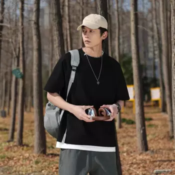 Летняя новая Повседневная Свободная Универсальная высококачественная футболка из двух частей с коротким рукавом