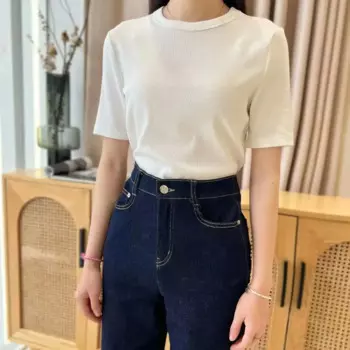 Летняя Повседневная Трикотажная хлопковая футболка