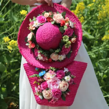 Летняя Праздничная Повседневная богемная Сумка-тоут и шляпа для отпуска, цветная Цветочная волнистая сумка из рафии, женская модная соломенная Пляжная Сумка