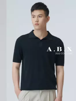 Летняя тонкая мерсеризованная длинная Штапельная хлопковая вязаная рубашка-поло, мужская Свободная Повседневная футболка с коротким рукавом, Мужская Черная хлопковая футболка