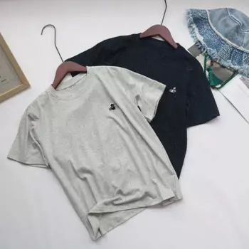 Летняя Тонкая Повседневная Женская футболка с коротким рукавом и круглым вырезом