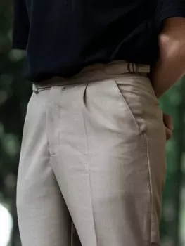 Лето 2022, повседневные брюки в итальянском стиле с Парижскими пуговицами, неаполские однотонные плиссированные брюки, облегающие мужские брюки без утюга