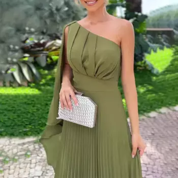 Лето 244, сексуальное плиссированное легкое роскошное вечернее платье с открытыми плечами