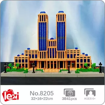 Lezi 8205 г., мировая архитектура, фудан, университет, колледж, школа, сад, мини алмазные блоки, кирпичи, строительные игрушки для детей, без коробки
