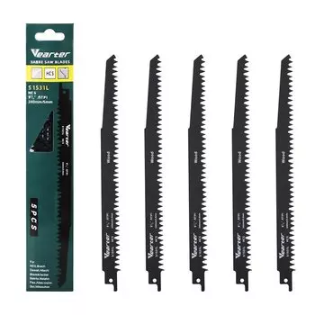 Лезвия для сабельной пилы Vearter S1531L 5 шт., черные, HCS, 240 мм