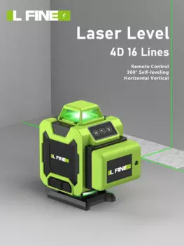 LFINE 4D 16 линий Профессиональный нивелир лазерный автоматический самонивелирующийся лазерный уровень 360 градусов Горизонтальные и вертикальные перекрестные зеленые линии