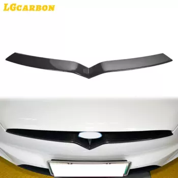LGcarbon сухое углеродное волокно передняя решетка радиатора отделка полоса украшение для Tesla Model X SUV 2018 наклейка на решетку радиатора
