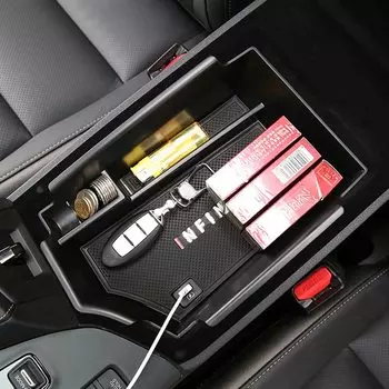 LHD! Для Infiniti QX50 2018-2023 внутренние черные перчатки центральный подлокотник коробка органайзер для хранения автомобильные аксессуары