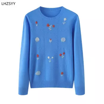 LHZSYY осенне-зимний инкрустированный 100% чистый кашемировый свитер, женский модный пуловер, Высококачественная Свободная куртка, блузка, теплая Базовая рубашка Джокера