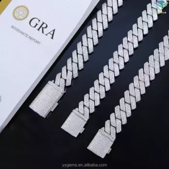 Лидер продаж, 3-рядная кубинская цепочка с бриллиантами vvs, настоящее серебро 925 пробы, позолоченные ювелирные изделия, ожерелья, браслет с муассанитом GRA в стиле хип-хоп