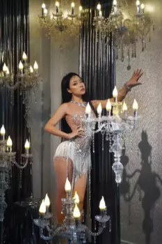 Лидер продаж, блестящий комбинезон со стразами и бахромой, женский сексуальный сетчатый прозрачный танцевальный костюм, наряды для сценического клуба