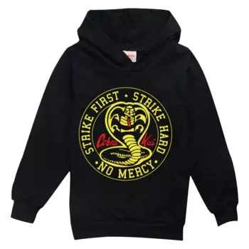 Лидер продаж, толстовка с капюшоном Cobra Kai для детей от 2 до 16 лет, толстовки с капюшоном в стиле аниме для мальчиков-подростков, пуловер с рукавами для маленьких девочек, спортивный топ
