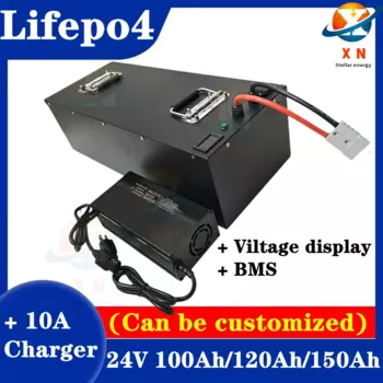Lifepo4 24 В 100 Ач 120 Ач 150 Ач аккумулятор с 100 А 150 А BMS для электрической рыбацкой лодки солнечная панель 24 В 2000 Вт инвертор + зарядное устройство 10 А.
