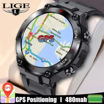 LIGE умные часы мужские GPS трекер спортивный браслет на открытом воздухе монитор здоровья 360*360 HD экран Bluetooth музыка водонепроницаемые умные часы