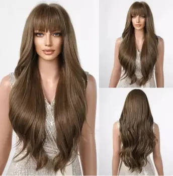 Light brown wavy long wig