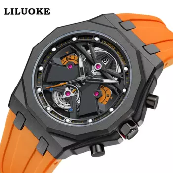 LILUOKE 9016 кварцевые часы для мужчин 3D циферблат хронограф светящийся календарь высокое качество спортивные водонепроницаемые мужские часы Reloj Hombre