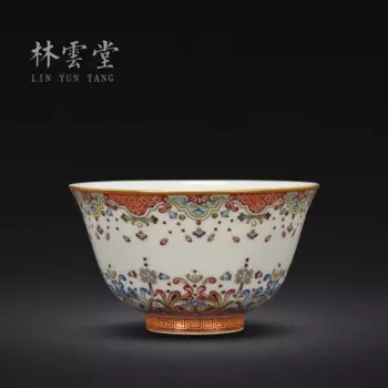 Lin Yuntang, ручная роспись, Furui Manying, эмалированная чашка, одиночная чашка, Цзиндэчжэнь, ручная работа, Керамика чашки для чайной церемонии кунг-фу