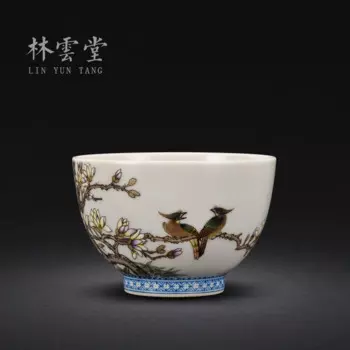 Lin Yuntang ручная роспись yulan blackbird Пастельная чашка с одной чашкой jingdezhen Керамика ручной работы кунг-фу чайные чашки