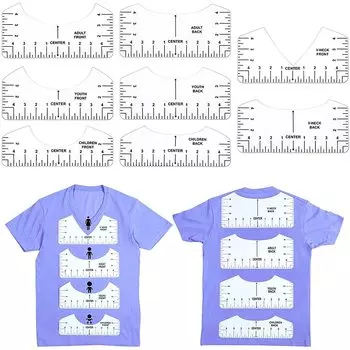 Линейка D & D для выравнивания футболок, ПВХ измерительная рулетка, круглый вырез и v-образный вырез, инструмент для взрослых, молодежи, малышей, младенцев, 8 шт.