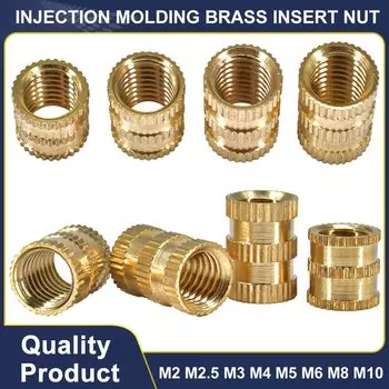 Литье под давлением M2 M2.5 M3 M4 M5 M6 M8 M10 латунная круглая рифленая резьба встраиваемые детали вставки гайки 5 шт.-50 шт.