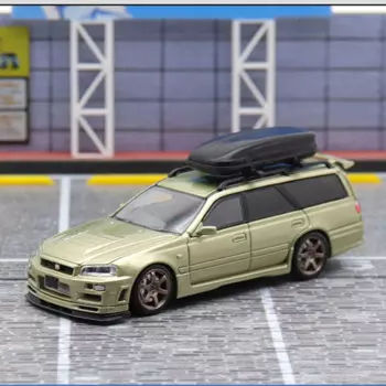 Литая модель автомобиля Nissan GTR R34 Wagon Skyline SW масштаб 1:64, модель со статическим дисплеем, коллекционная игрушка, подарок, сувенир
