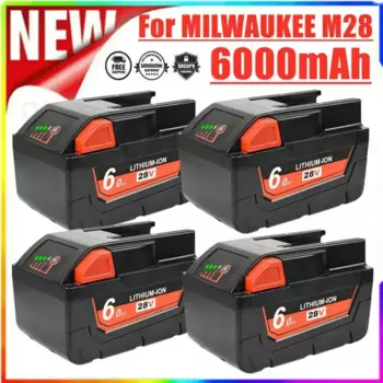 Литиевая батарея 28 в и 6 а/ч для MILWAUKEE M28, V28, M28BX, M28B, 48-59-2819, 0730-20, зарядное устройство
