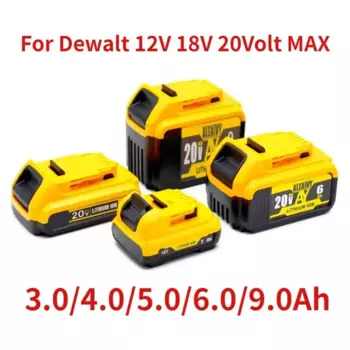 Литиевая батарея 9000 мАч для DeWalt 10,8 В 12 В 18 В 20 Вольт Макс. 9,0 Ач DCB205 DCB206 Сменная литий-ионная батарея Аккумуляторы для электроинструментов