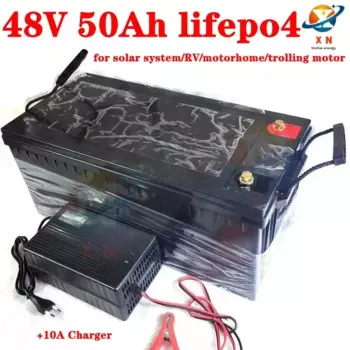 Литиевая батарея Waterprof 48 в 50 Ач Lifepo4 16s для троллинга двигателя RV Solar Storage RV Motorhome + зарядное устройство 10 А