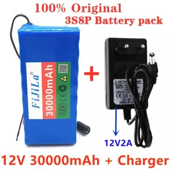 Литиевая Защитная плата для аккумулятора 18650, 12 В, 30000 мАч + зарядное устройство в, 2 А