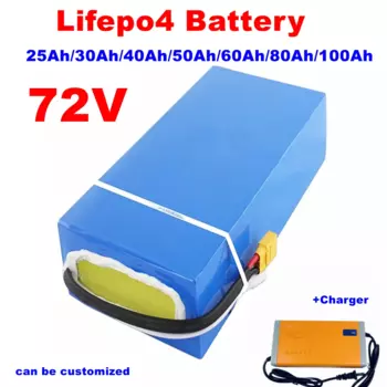 Литиевый Аккумулятор Lifepo4 72 В, 50 А · ч, 60 А · ч, 72 в, 40 А · ч, 3000 А · ч, 80 А · ч, BMS для скутеров, электровелосипедов, мотоциклов, вилочных погрузчиков и зарядных устройств 5000 Вт, Вт