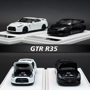 Литой капот 1:64 GTR R35, белый, черный, Коллекционная модель автомобиля, коллекционные миниатюрные игрушки, фокусный Horizon