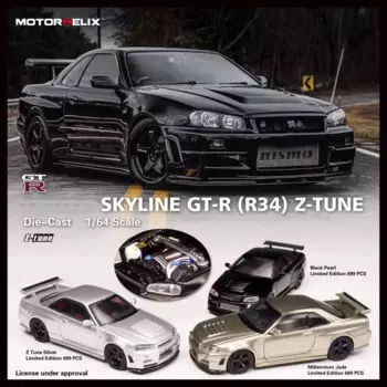 Литой капот MH 1:64 SKYLINE GTR R34 Z TUNE Open Hood Коллекционная модель автомобиля коллекционная Миниатюрная игрушка MOTORHELIX