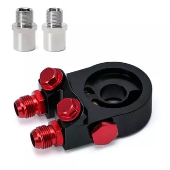 LIZHI гонки-алюминиевый AN10 Масляный фильтр охладитель Сэндвич пластина адаптер турбо с термостатом и фитингом 3/4-16 UNF,M20 * 1,5