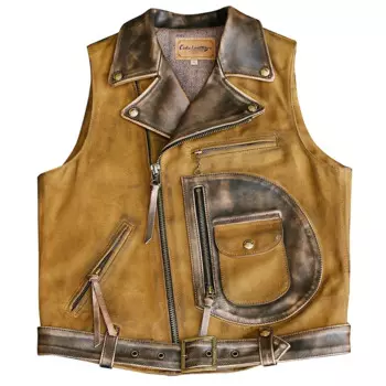 LNY Shop. Совершенно новая винтажная байкерская куртка из масляной вощеной ткани. Классное пальто из натуральной кожи J24, жилет из воловьей кожи. Качество