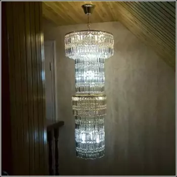 Лобби отеля длинная хрустальная люстра хрустальный свет фойе Лестница висячая лампа Золотая светодиодная люстра E14 lustre de cristal приспособление